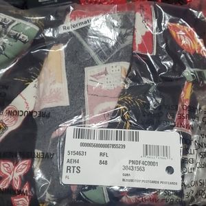 Post card cuba print blouse